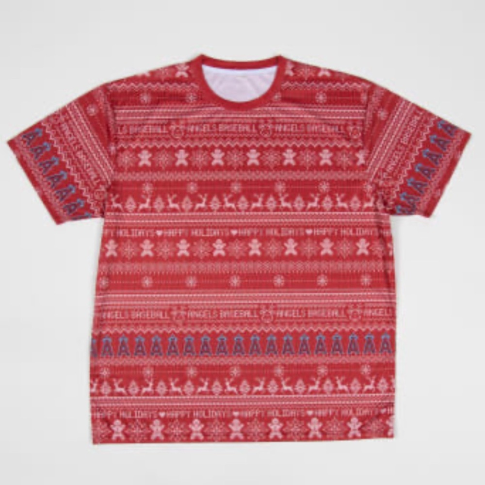 Angels Baseball Ugly Christmas Sweater T-Shirt NIB